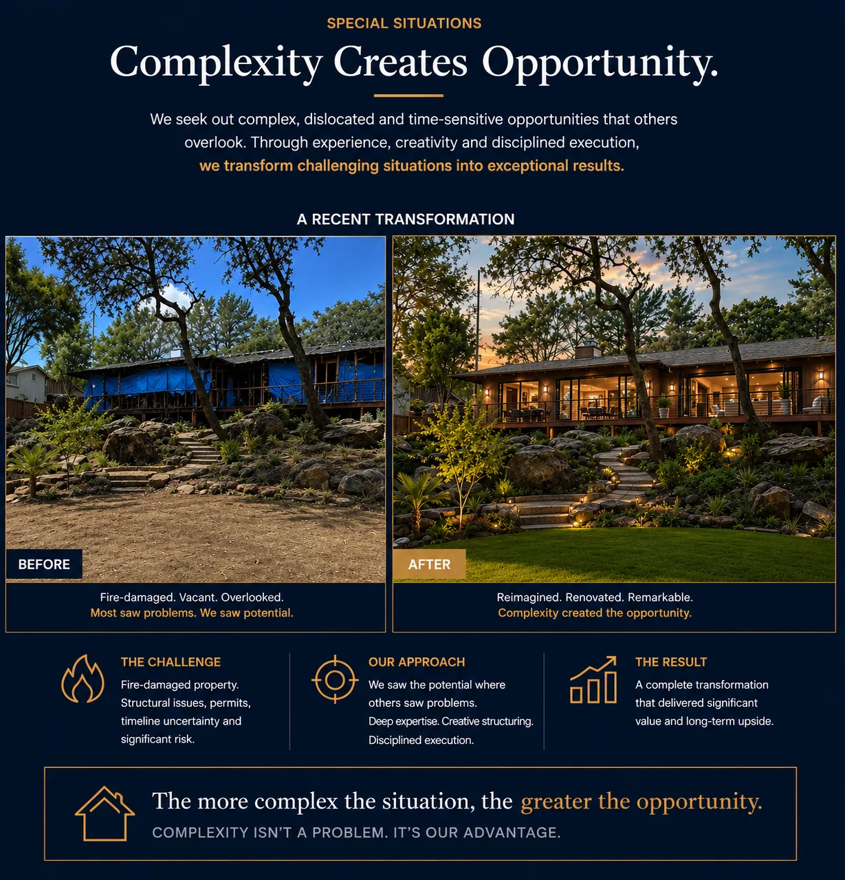 Special situations fire-damaged property transformation